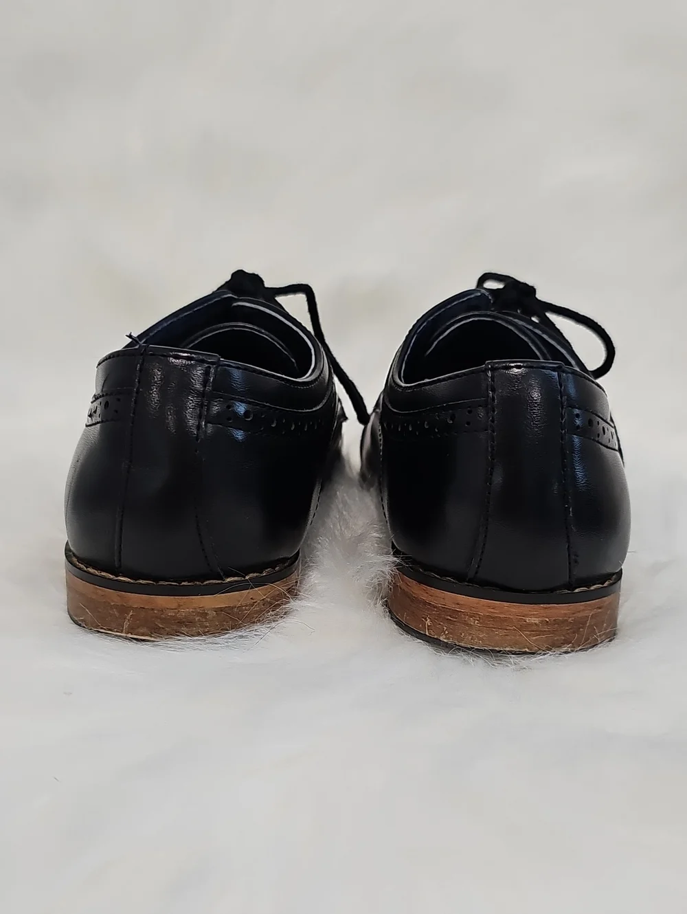 Bruno Marc Black Leather Cap Toe Lace-Up Dress Shoes Boys Sz 5